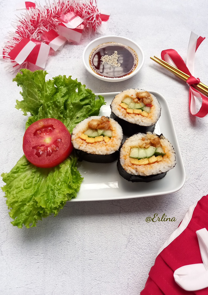 Foto resep Kimbab Nasi Uduk Oseng Tempe