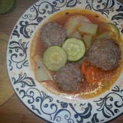 A picture of Mexican Meatball soup aka Sopa de Albondigas.