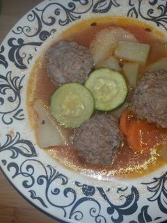 A picture of Mexican Meatball soup aka Sopa de Albondigas.