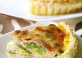Unique Cuisine Spring Color Beans and Cured Ham Quiche Delicious