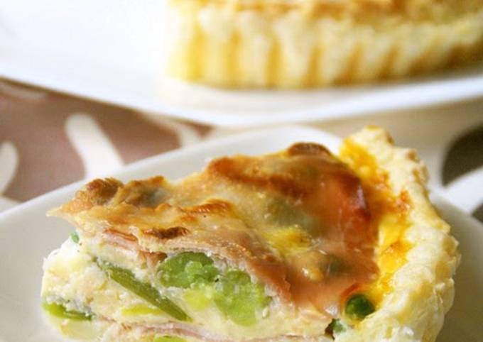 Spring Color Beans and Cured Ham Quiche