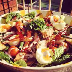 A picture of Egg, Bacon & Crispy Potato Salad with Home Made Mayo.