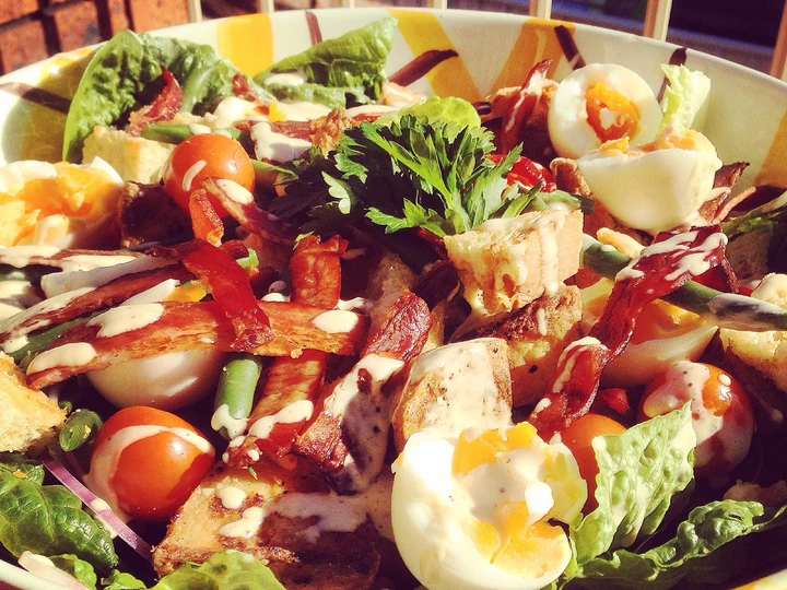 Simple Way Make Recipe Egg, Bacon &amp;amp; Crispy Potato Salad with Home Made Mayo that is So Delicious, Can Spoil the Tongue}