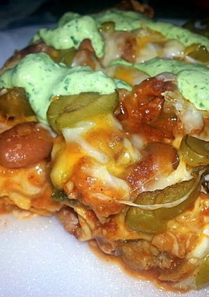 A picture of Mexican Lasagna`.