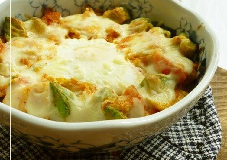 Simple Cheesy Rice Casserole with Avocado and Kimchi