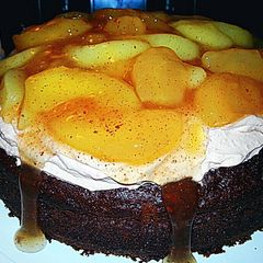 A picture of "The Hot Mess"Chocolate Apple Topped Cake.