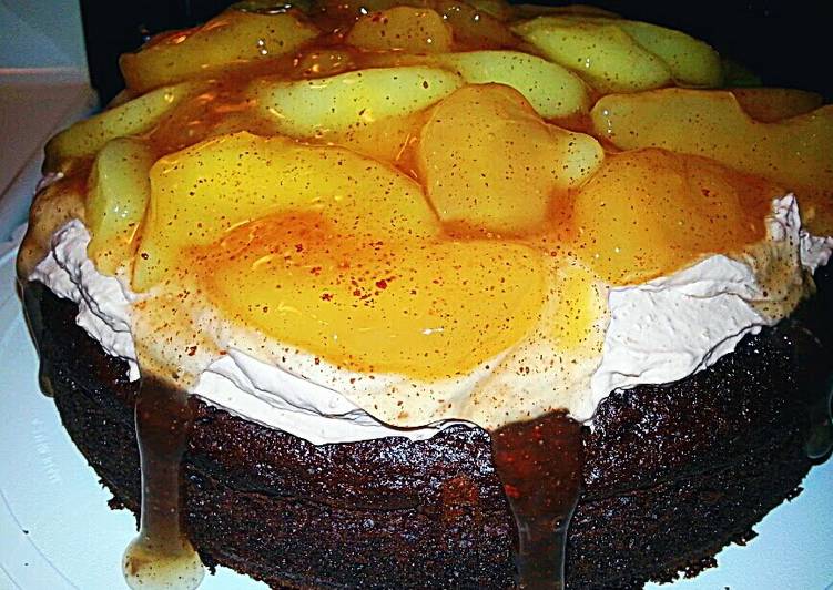 Step-by-Step Guide to Make Homemade &#34;The Hot Mess&#34;Chocolate Apple Topped Cake