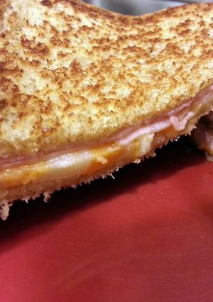 A picture of ham and cheese melt.