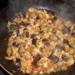 A picture of Spicy and Sweet Stir-Fried Minced Chicken and Eggplant.