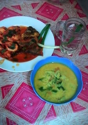 Foto resep Sambal udang balado dan sayur santan kuning