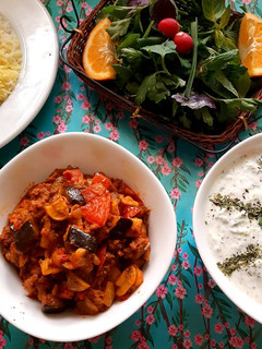 عکسی از دستور خوراک قارچ و بادمجان