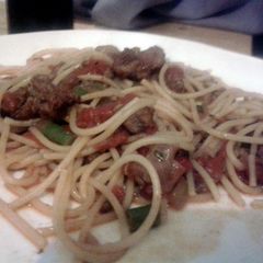 A picture of spicy sausage pasta.