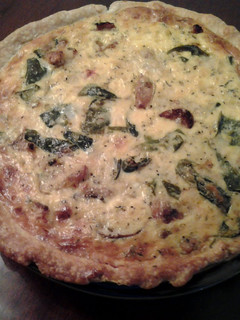 A picture of Cajun Poblano and Shrimp Quiche.