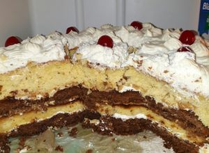 Una foto de Postre torta de dos bizcochuelo (vainilla y chocolate) 🍰