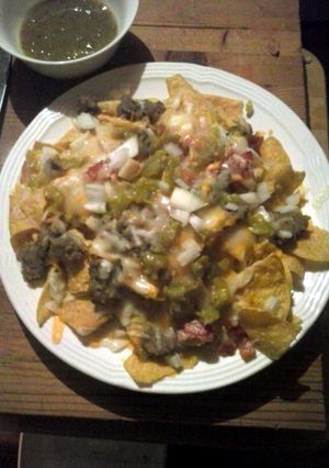 A picture of Brad's ultimate breakfast nachos.