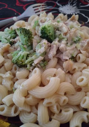 Una foto de Coditos con salsa crema de pollo y brócoli