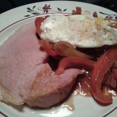 A picture of Baked Gammon with Peppers & Eggs (LCHF).