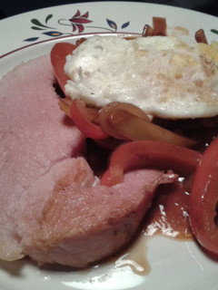 A picture of Baked Gammon with Peppers & Eggs (LCHF).