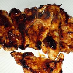 A picture of Spicy sticky sweet chicken breasts.