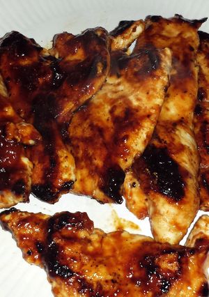 A picture of Spicy sticky sweet chicken breasts.