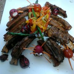 A picture of Ladybirds Marinated Ribs , Halloween Style ..