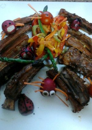 A picture of Ladybirds Marinated Ribs , Halloween Style ..