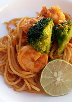 A picture of Spicy Spaghetti/ Sambal Spaghetti.