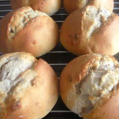 A picture of Bread Machine Baked White Wine Bread with Walnuts and Raisins.