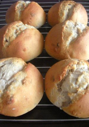 A picture of Bread Machine Baked White Wine Bread with Walnuts and Raisins.