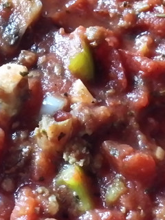 A picture of Elaine's thick and meaty spaghetti sauce.