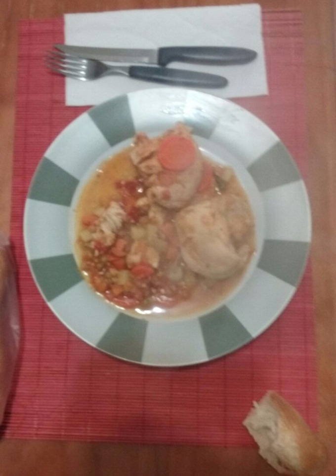 Una foto de Pechuga de pollo a la portuguesa versión express y light