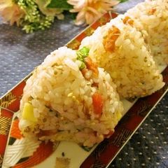 A picture of Our Family Favorite Onigiri Rice Balls.
