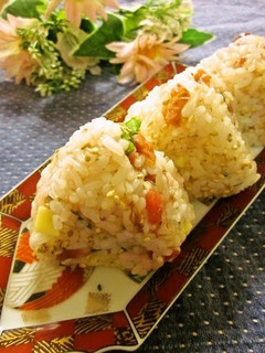 A picture of Our Family Favorite Onigiri Rice Balls.