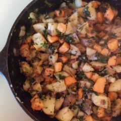 A picture of Sweet Potato and White Potato Spinach Stir Fry.