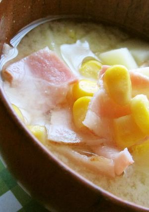 A picture of Buttered Potato and Corn Miso Soup.