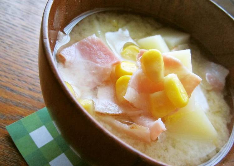 Recipe of Perfect Buttered Potato and Corn Miso Soup