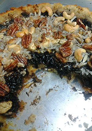 A picture of Dark Chocolate nut tart.