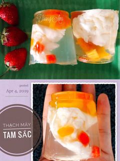 Hình của món Ăn dặm - Thạch mây tam sắc.