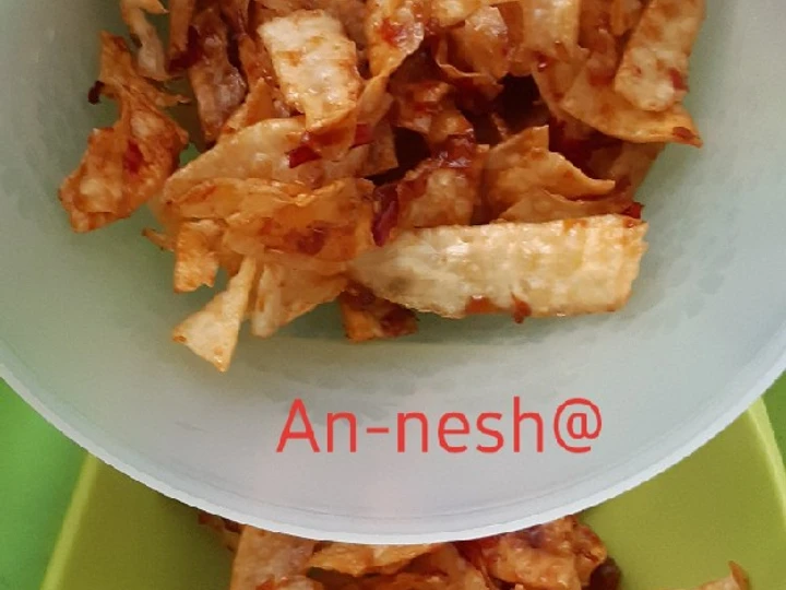 Cara Mudah Menyiapkan Resep 16.Keripik Singkong Pedas Manis yang Uenak Anti Ribet, Menggugah Selera