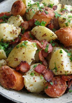 A picture of German Potato & Sausages.