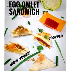 A picture of Egg omelet sandwich.