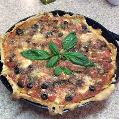 A picture of Perfect Deep dish Pizza - Easy Homemade Dough.