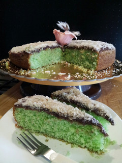 A picture of AMIEs Mint Cake with Cocco.