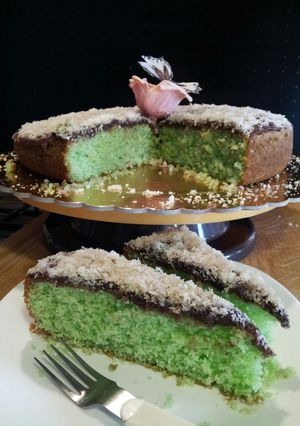A picture of AMIEs Mint Cake with Cocco.