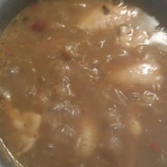 A picture of Chicken and sausage Gumbo - quick and easy.