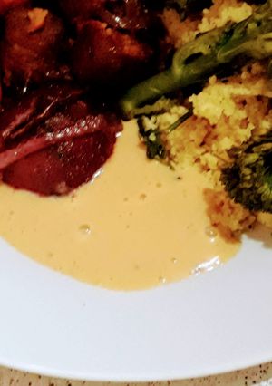 A picture of Mango-harissa dip.