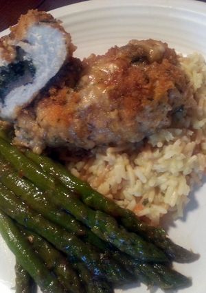 A picture of Oven Fried Stuffed Chicken Breast.