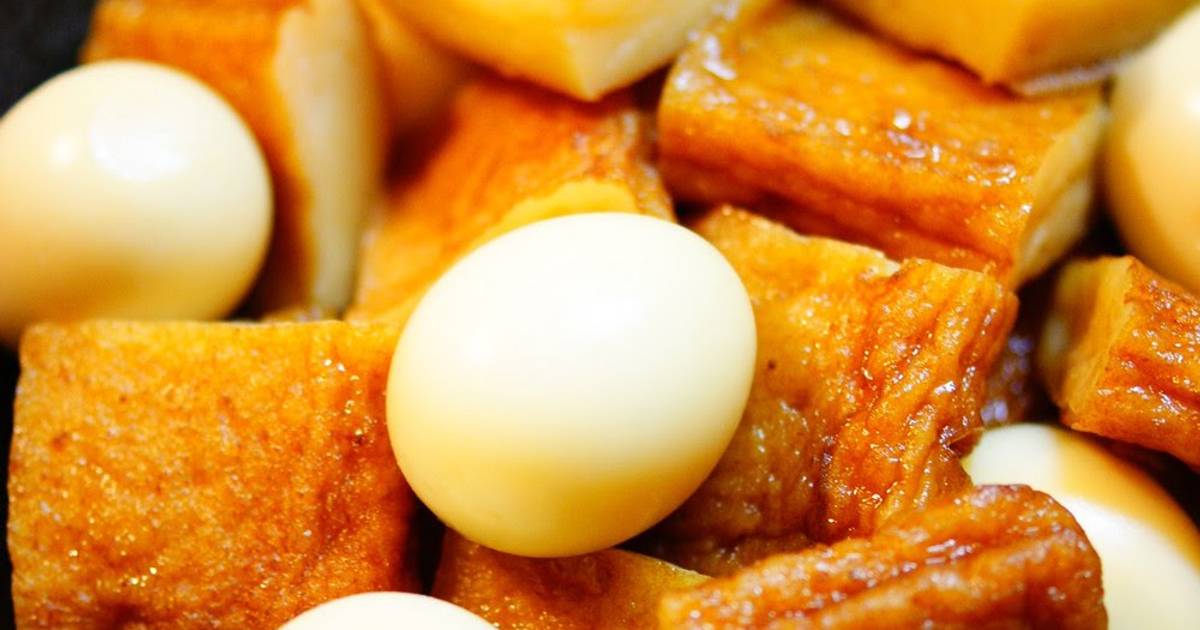 Sweet and Salty Simmered SatsumaAge and Quail Eggs Recipe by cookpad