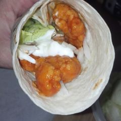A picture of Buffalo chicken strip wrap.
