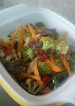 A picture of Cauliflower,brocolli salad.